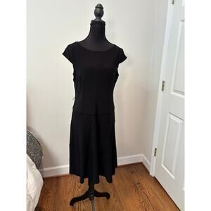 Anne Klein Black Cap-Sleeve Knee Length Dress